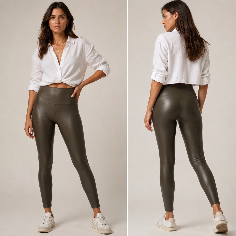 Wilfred Free Leggings Women Small Green Daria Faux Leather High Waisted Vegan